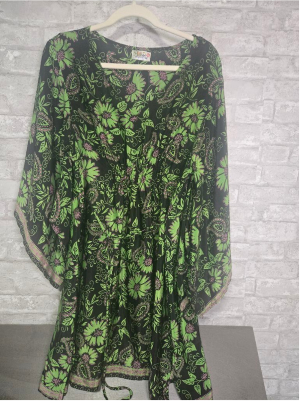 Women's INDIA BOUTIQUE Black Green Floral Kaftan
